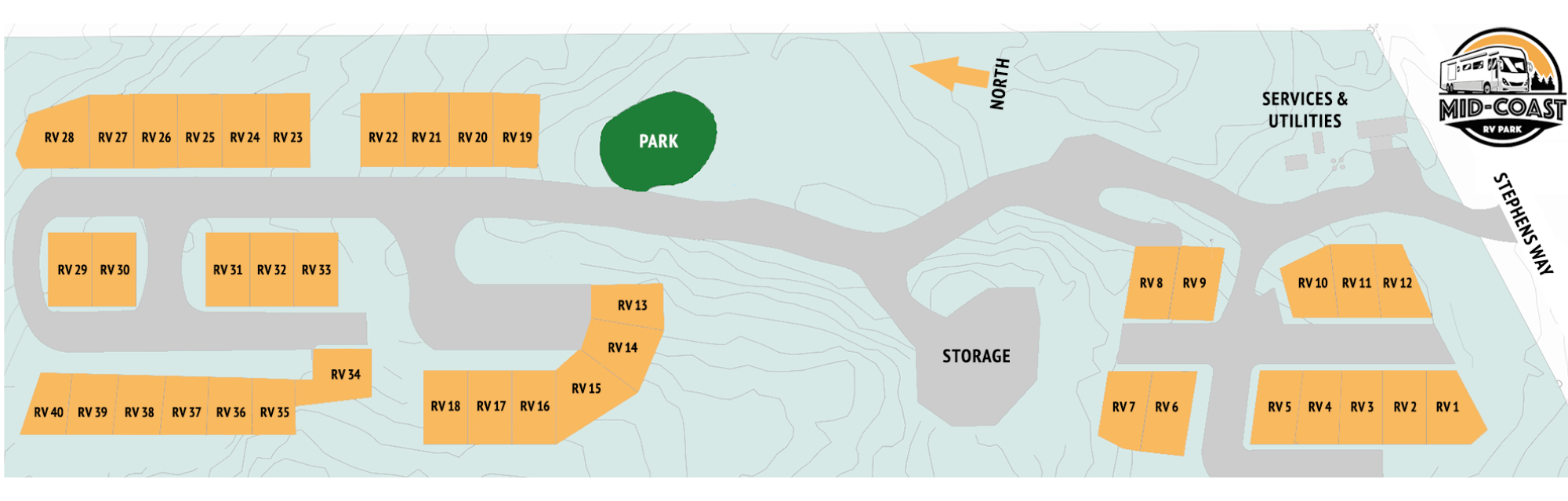 Mid-Coast RV Park Site Map
